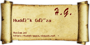 Hudák Géza névjegykártya